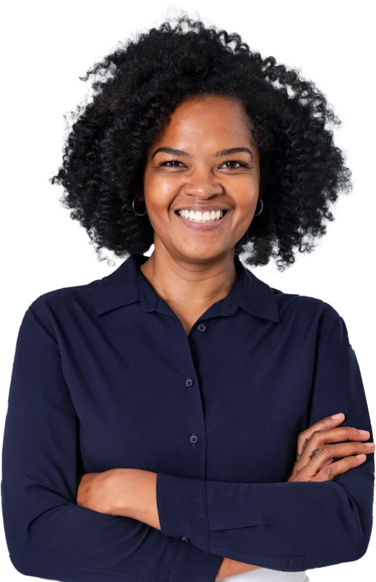 confident african businesswoman smiling closeup portrait